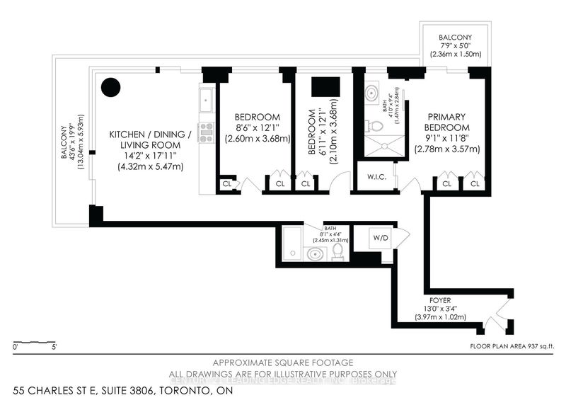 55 CHARLES St E, unit 3806 for rent