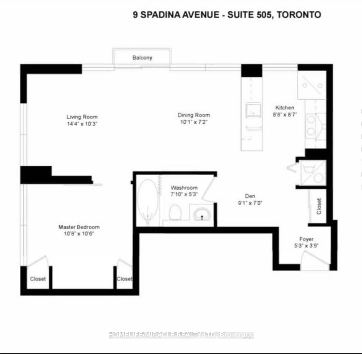 9 Spadina Ave, unit 505 for rent