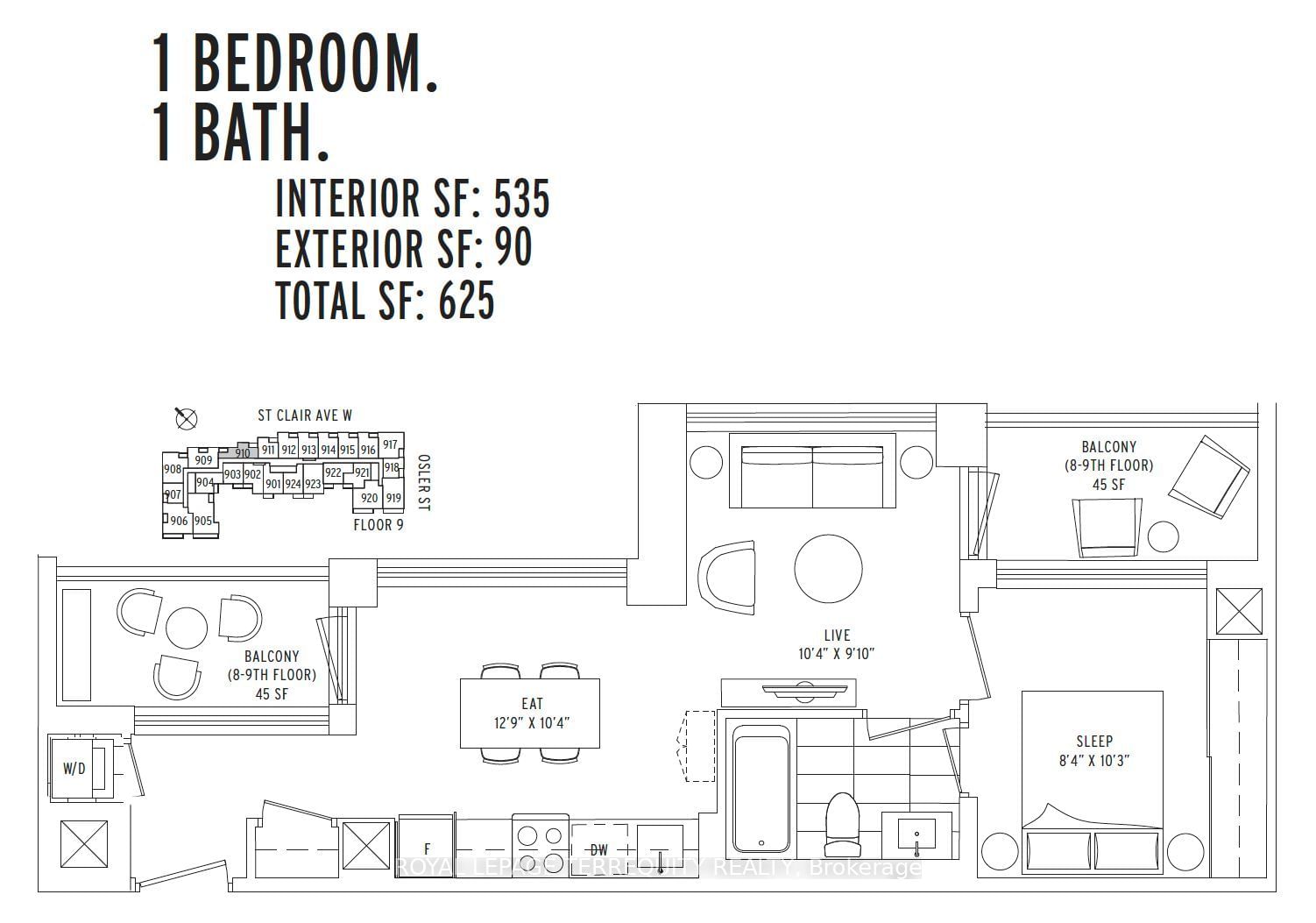 1787 St Clair Ave W, unit 910 for rent